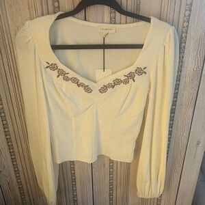 Promesa Cream Floral Embroidered Blouse
